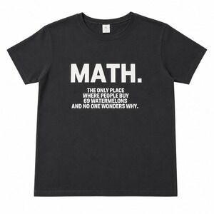 NL Math Teacher Graphic Tee Black Short Sleeve Funny Watermelon Shirt Large